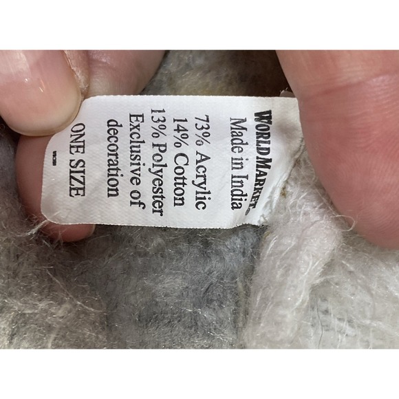 World Market Shawl Sweater Open Front Fuzzy Fringe Cardigan Oversized One Size - Picture 4 of 6